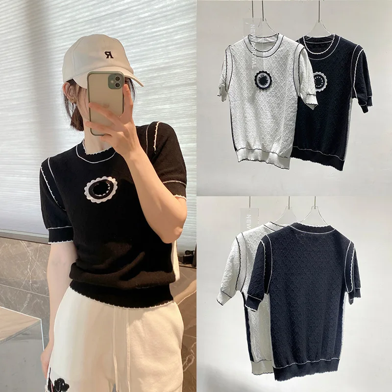 

Высококачественная простая вязаная футболка Xiaoxiang Женская Весенняя Новинка корейский Dongmen пуловер с круглым вырезом облегающий топ с коротким рукавом