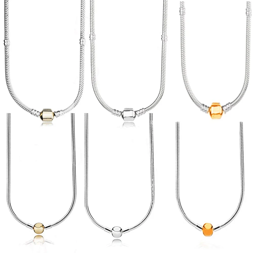 

New High-quality 925 Silver Barrel Buckle Two-tone Necklace At The Moment, Exquisite Series Of Original Accessories For Ladies