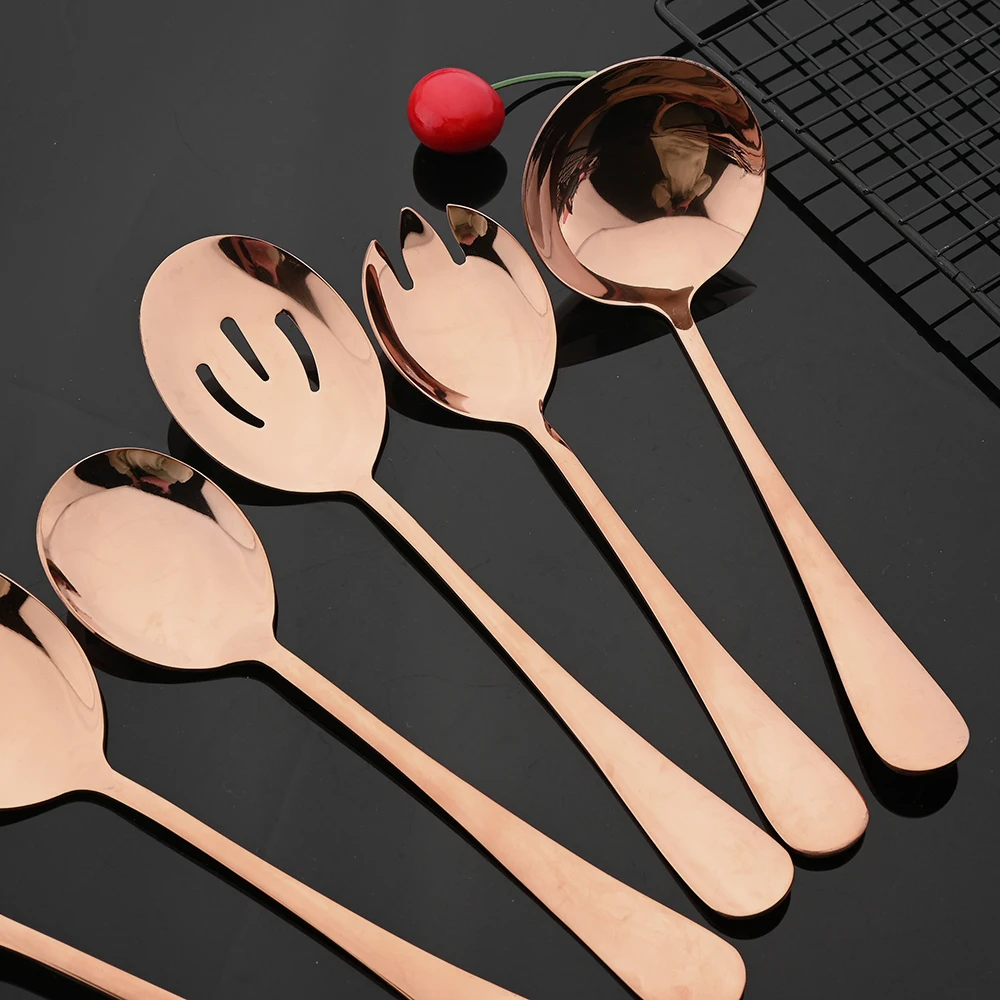 Stainless Steel Cutlery Set Rose Gold Dinnerware Cutlery Set Fork Colander Spoon Cake Shovel