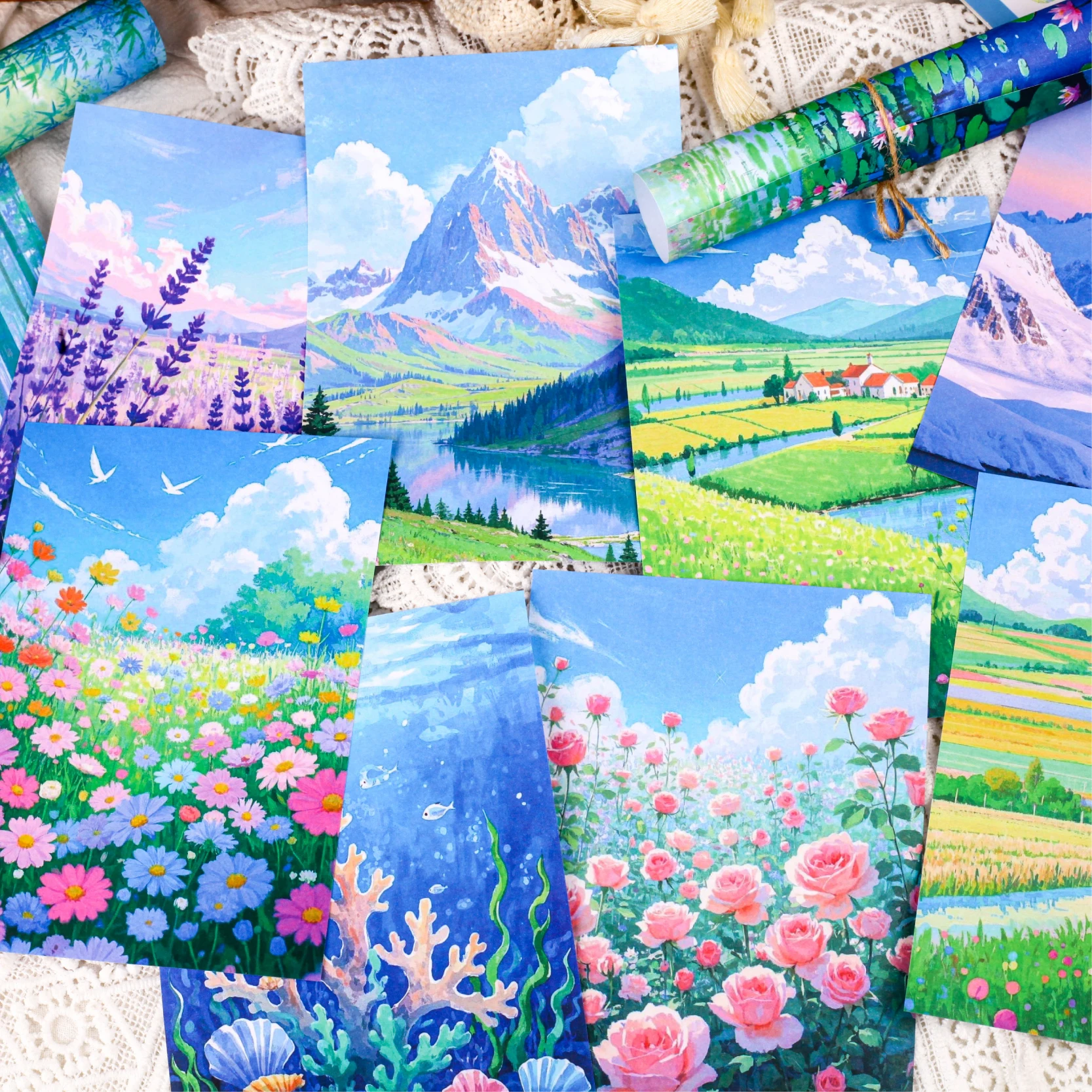 20pcs Stars， Oceans， Forests, Mountains, Clouds, Flowers View Materials Paper DIY Handmade Materials Scrapbook Decoration paper 5