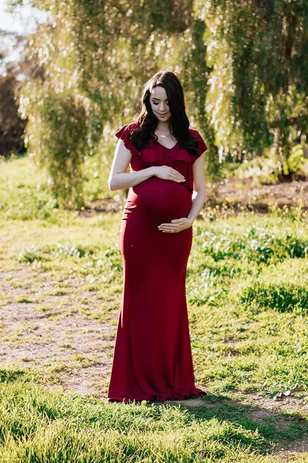 

maternity dresses for photo shoot pregnancy dress vestidos pregnant maternity dress vestido embarazada Long Sleeve Solid maxi