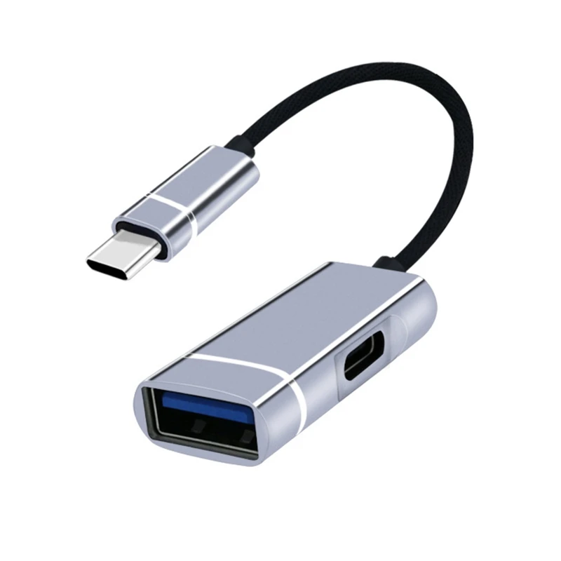 

B0KA 2-in-1 High Speed Multiple Type-C Hub Adapter 1 to 2 USB C Docking Station Splitter with PD Charging When Gaming