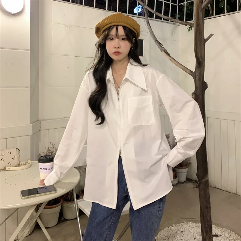 Leggings Shirt Inside Female Early Spring 2023 Design Sense Niche Senior Sense Loose Everything Long-Sleeved Blouse White Shirt