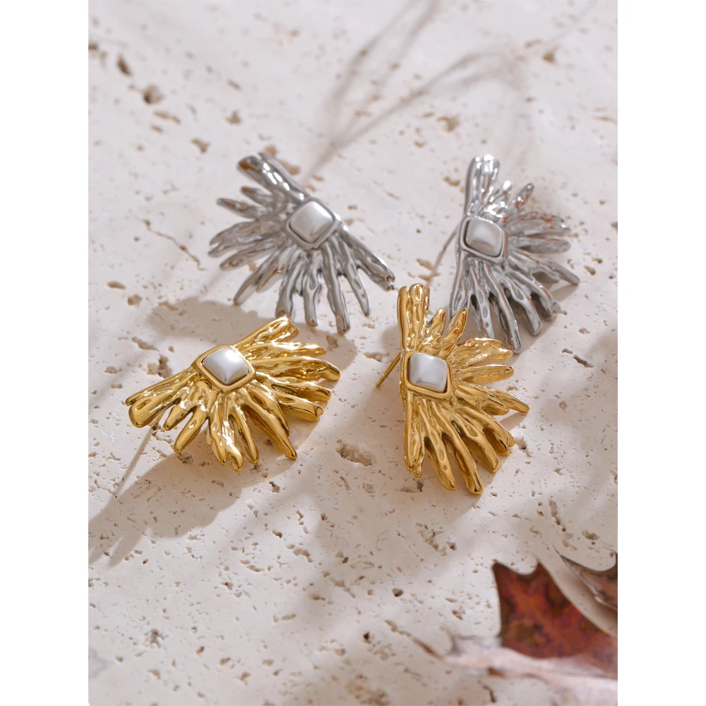Yhpup Simulated Pearls Earrings Women Stainless Steel
