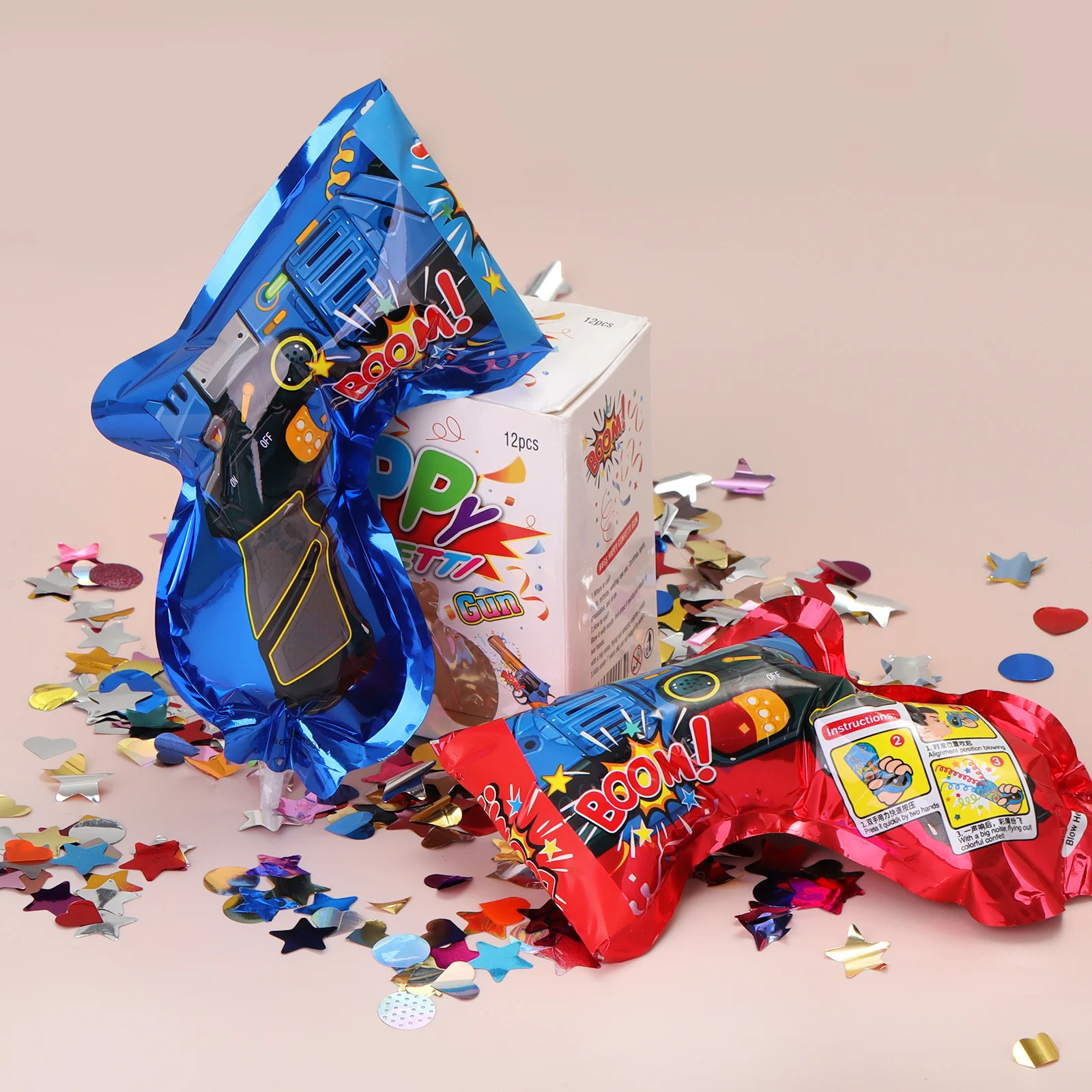 Confetti Gun Foil Balloons 6/12pcs for Wedding Birthday Graduation party decorations paper confetti