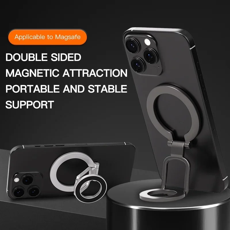 MagSafe Finger Ring Holder Double-Sided Magnetic Foldable 360° Rotating Phone Stand Strong Magnet Grip Support for IPhone 14 15