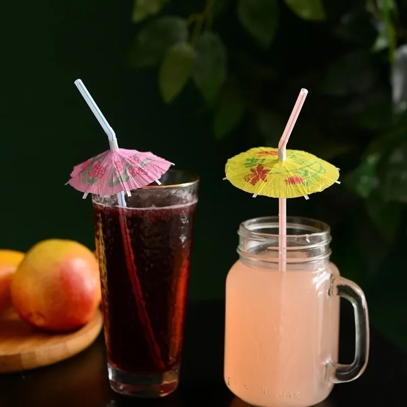 Flamingo Drinking Straws Tropical Umbrellas Pineapple Juice Cocktail Disposable Juice Straws Hawaii Party Decoration 25/50pcs disposable straws