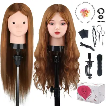 80% Capelli Veri Testa di Bambola Per Acconciature Testa di Manichino Testa di Formazione Dei Capelli Treccia Pratica di Parrucchiere Styling Dei Capelli Regalo Del Bambino
