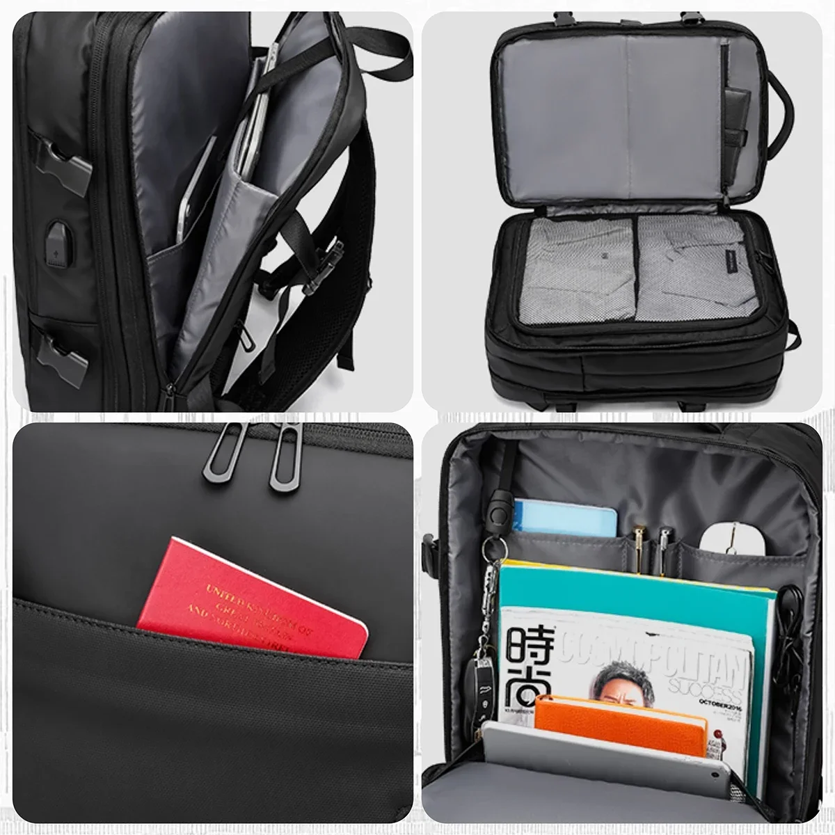 SWISS MILITARY Men Business Backpack Multifunctional Waterproof Backpack Large Capacity Expandable Laptop Backpack Travel bag