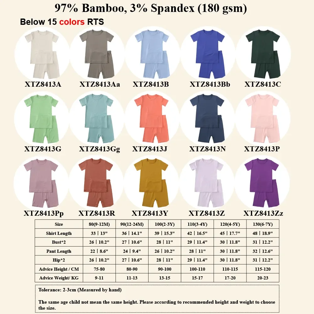 Kids Bamboo Fiber Clothes Set Short Sleeve Pajamas Top Shorts Loungewear Sleepwear