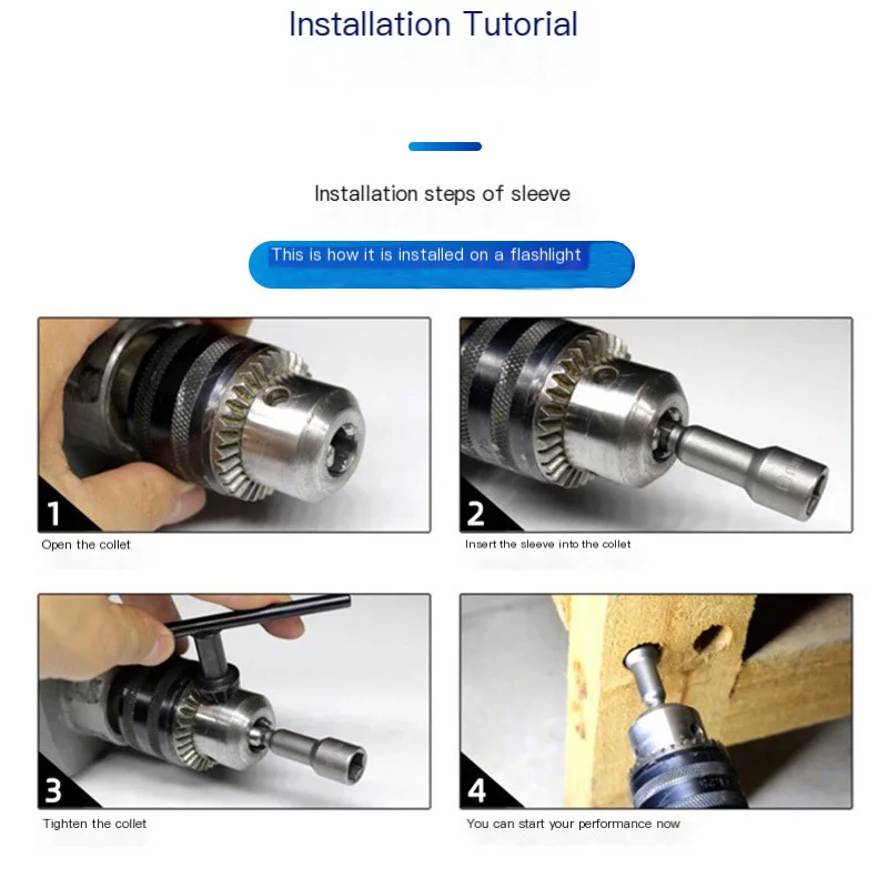 Hex Socket Sleeve Set Nozzles 5.5mm-19mm Nut Driver Set Power Screwdriver Handle Power Drills Impact Drivers Socket Wrench Tools 4