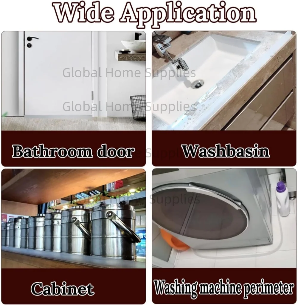 Shower Threshold Water Guard Dam Bottom Seal For Bathroom Glass Shower Door Strip Dry and Wet Separation Caulk Seal Edge Tape