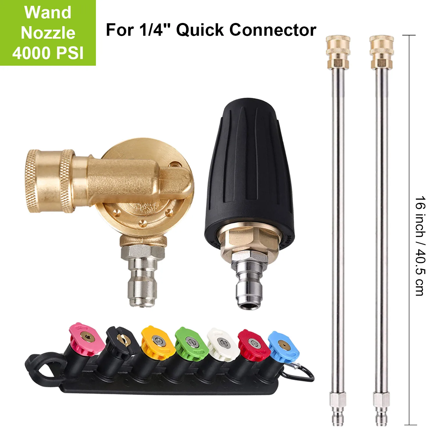 Lot De 9 Rallonges Pour Nettoyeur Haute Pression - Avec 5 Buses - Connexion Rapide 6,35 Mm - 4000 PSI Max - Pour Gouttières, Façades, Voitures