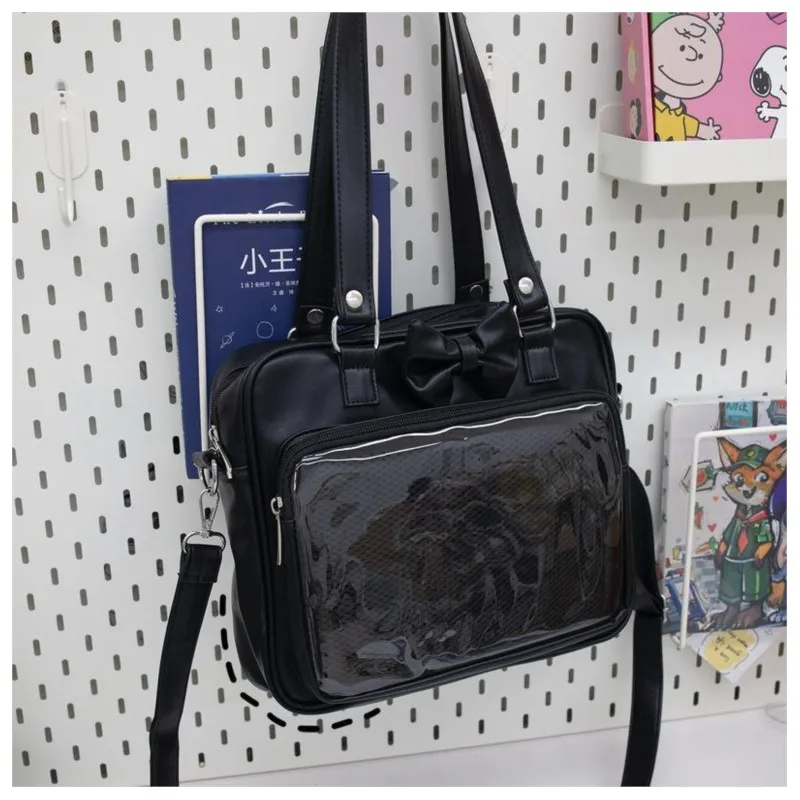 JIAERDI Japanese Style Lolita Itabag Women Sweet Cute Bow Pu Leather Pain Bag Purse Ladies JK Uniform Shoulder Bags Aesthetic