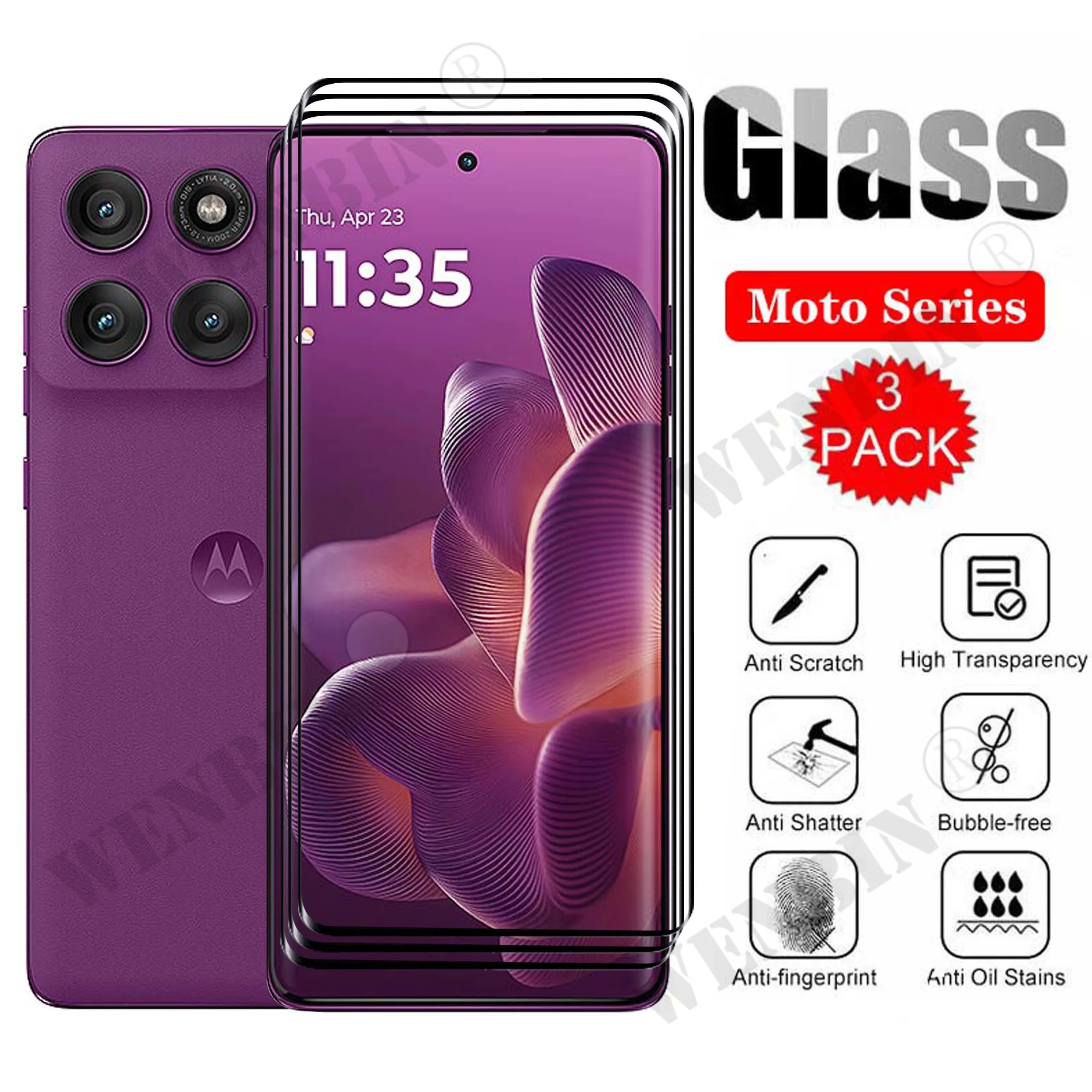 Premium 3-Piece Curved Tempered Glass Full Cover Screen Protector Set