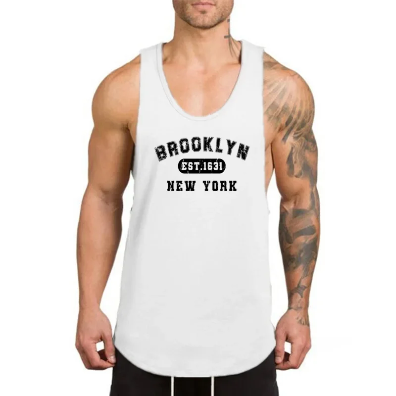여름 통기성 운동 탱크 탑 남성용, 보디빌딩 근육 민소매 셔츠, 캐주얼 패션 의류, 체육관 피트니스 조끼