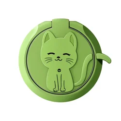 Adorable Cartoon Cat Phone Ring Holder and Stand - Cute Mobile Accessory (Light green)