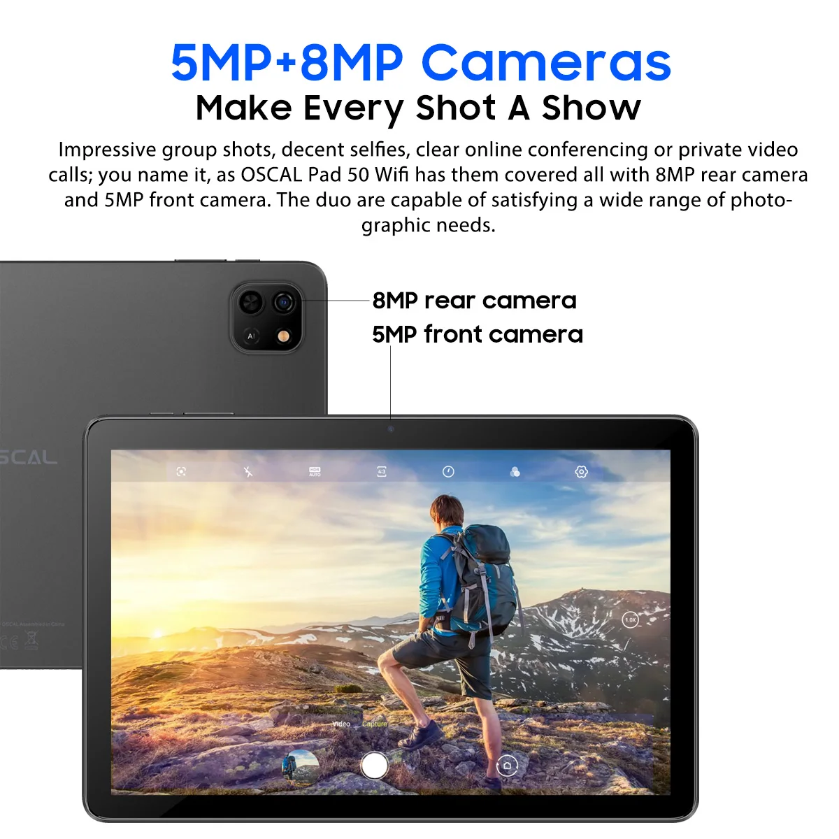 OSCAL Pad 50 WIFI Tablet, 10.1'' HD Display A133P Quad Core, up to 6GB RAM+64GB ROM 5100mAh Dual Speaker Android 13 Tablets WIFI