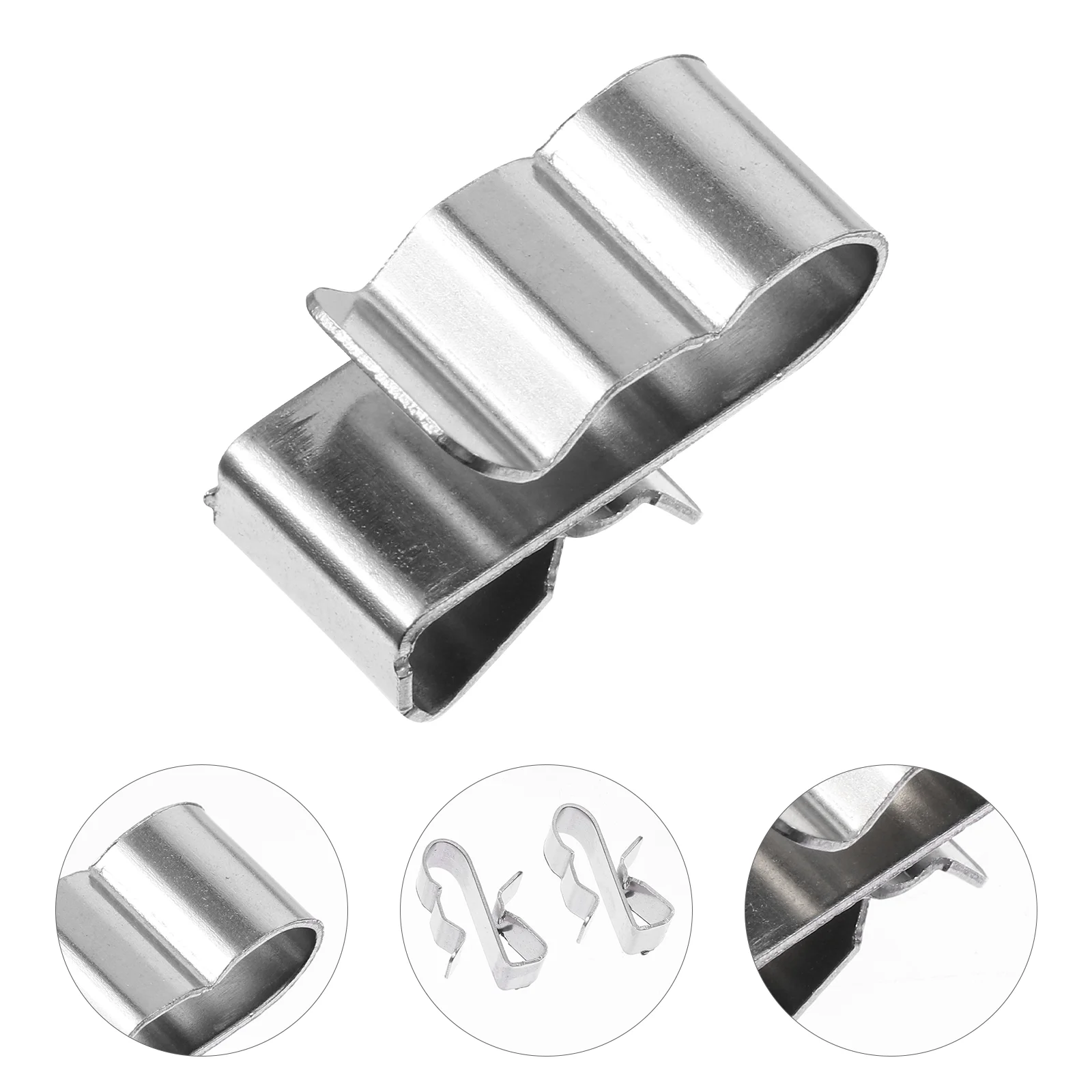 50 Pcs Morsetto Per Cavo Clip Per Cavo Clip Per Cavo Di Alimentazione Solare Corda Per Telaio Per Rimorchio In Acciaio Inossidabile A Doppio Filo Foto