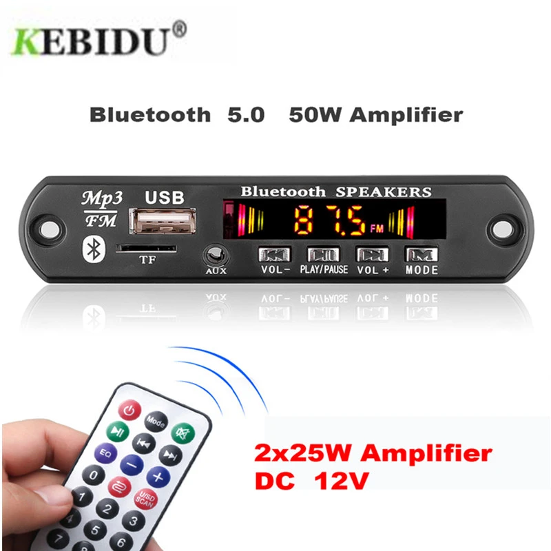 DC18V 50W MP3 Decoder Board with power Amplifier recording call Bluetooth Car MP3 Player USB FM AUX Radio With Speaker Handsfree mp3player juice