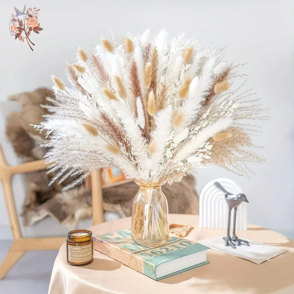 

Natural Dried Pampas Grass Bouquet for Boho Home Decor Reed Bunny Tails Wedding Floral Arrangements Artifical Flowers Decoration