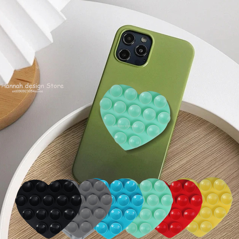 Heart Shaped Double-sided Silicone Suction Cup Phone Sticker Self-adhesive Anti Slip Suction Phone Support Bracket Suction Cup