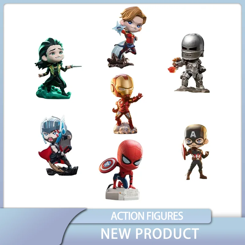 The Avengers Action Figure Iron Man Steve Rogers Thor Spider Man Loki Q-Version Figure In Stock Originale