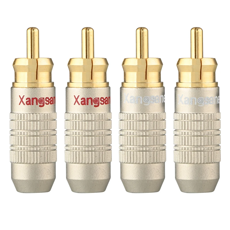 4Pcs Hifi Audio Cable Adapter Gold Plated Rca Plug Welding Lotus Coaxial Av Signal Line Terminal