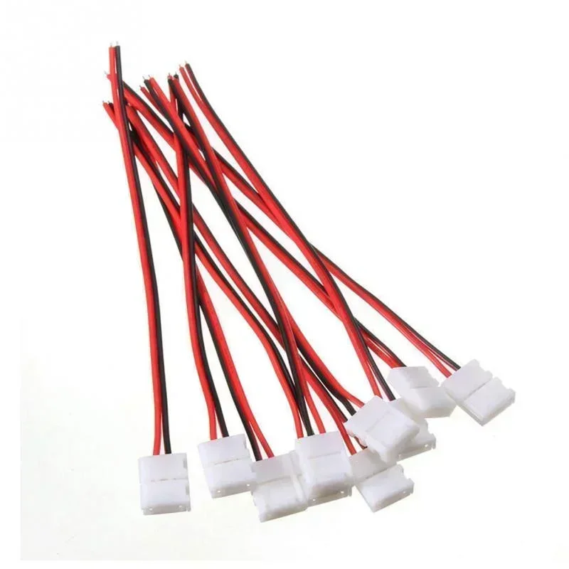 8/10mm No Soldering 2 Pin Led Strip Connectors 8mm 10mm Power Wire Connector for 2835/5050 Led Strip Wire PCB Ribbon 20/40pcs