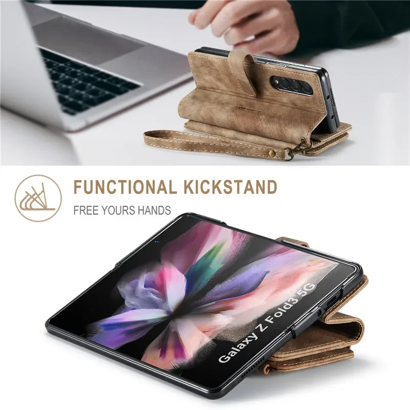 Premium Flip Leather Phone Case with Zipper Wallet and Card Holder