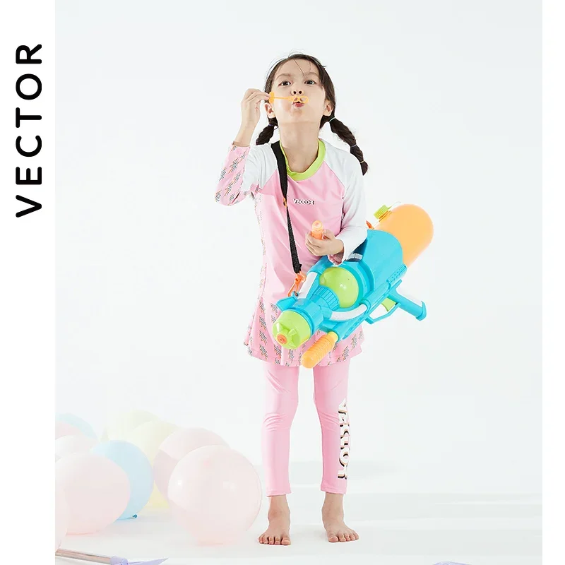VECTOR Children's Swimsuit Sunscreen Swimsuit Bikini Breathable Split Suit Summer Beach Long-sleeved Swimsuit Can Be Split 2023 4