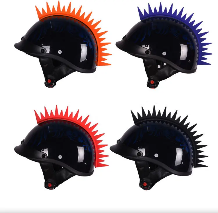 

Rubber Dirt Biker Motocross Biker Helmet Mohawks Spikes Motorcycle Helmet Mohawk Cockscomb Head Horn Crocodile Fin Sticker