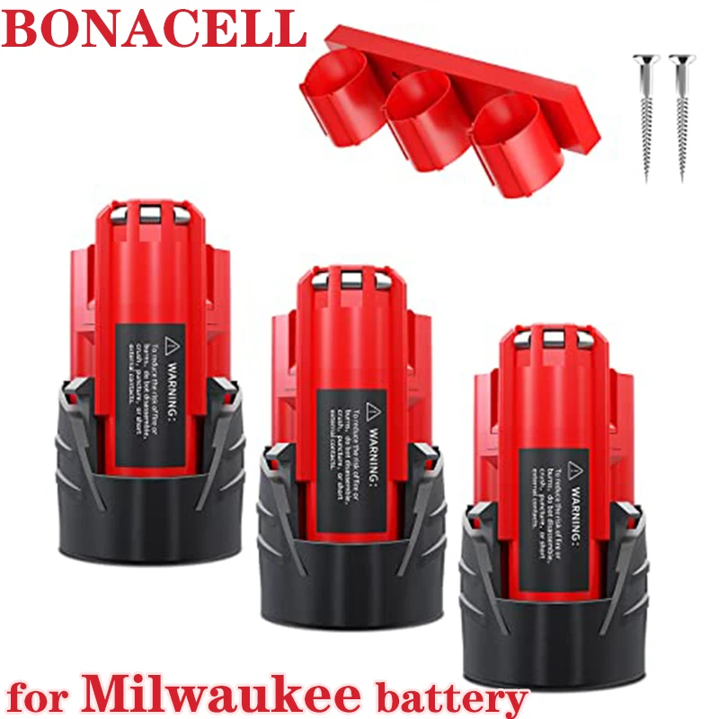 3Pack 3500Mah M12 Batteria Per Milwaukee 12V E Kit Portabatteria Compatibile 48-11-2401 48-11-2402 Per Milwaukee 12Volt Tools