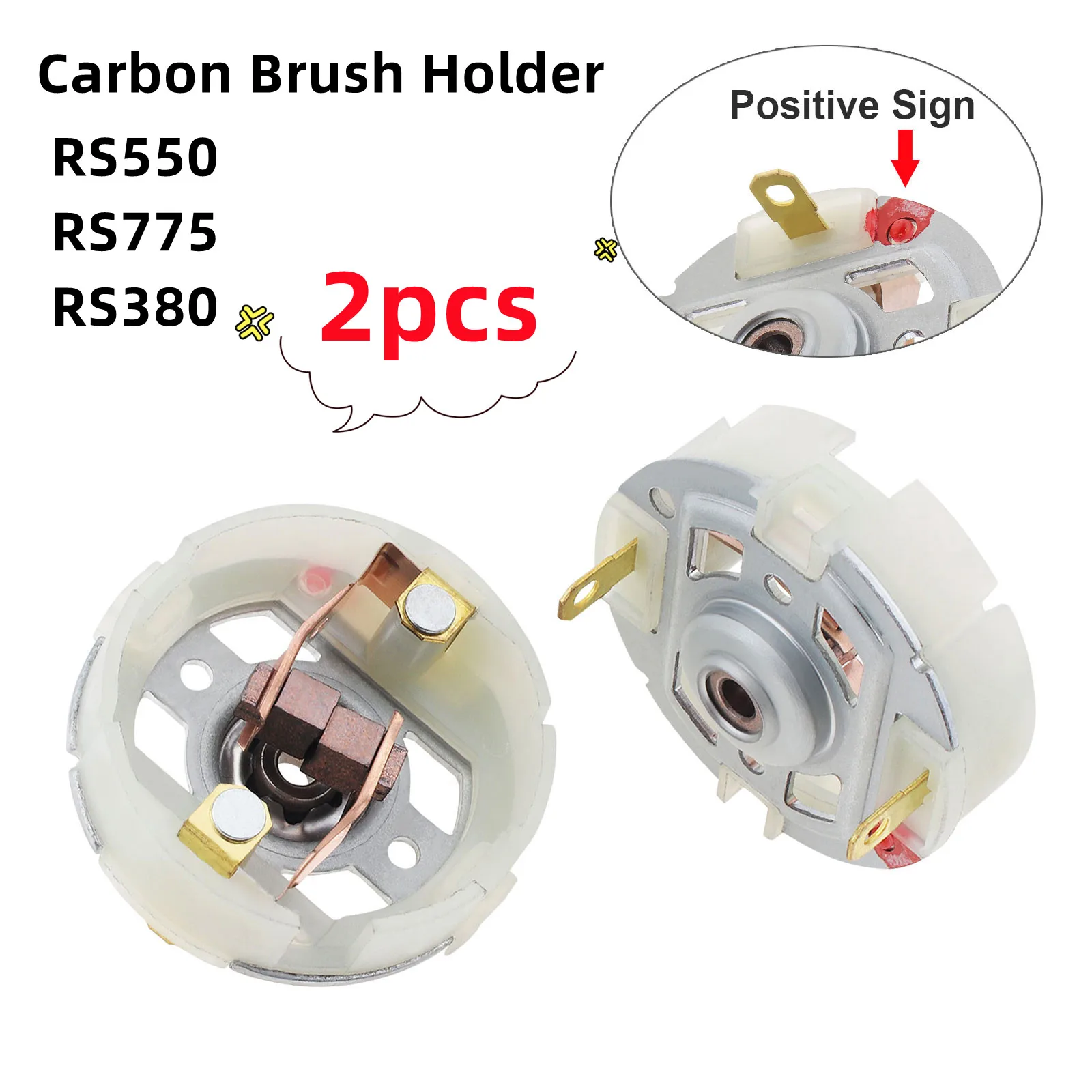 Carbon Brush Holder 2pcs RS550 RS775 R380 DC Motor Carbon Brush Holder for Electric Drill / Electric Screwdriver with Copper Brushes Motor Tools