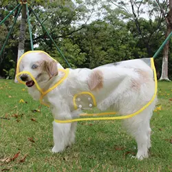 Waterproof Transparent Dog Raincoat with Colorful Trim - Fashionable Pet Poncho - XXXL (Yellow)