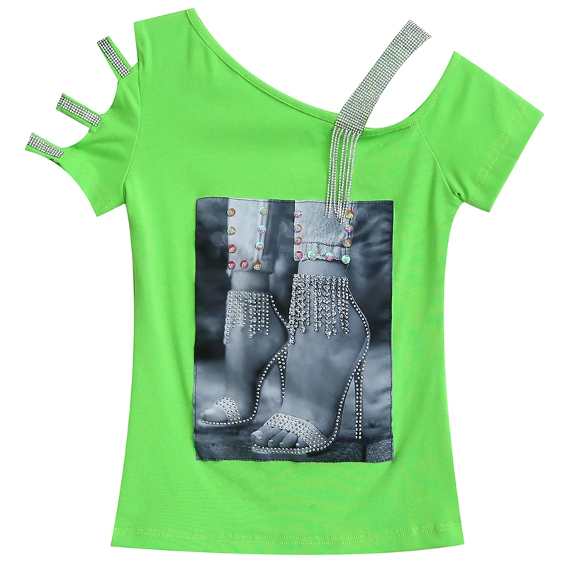 

European Style Ladies Fashion Sexy Hot Fix T Shirts for Women Clothing Female Girls Vintage Gothic Aesthetic Woman Tops BPy1162