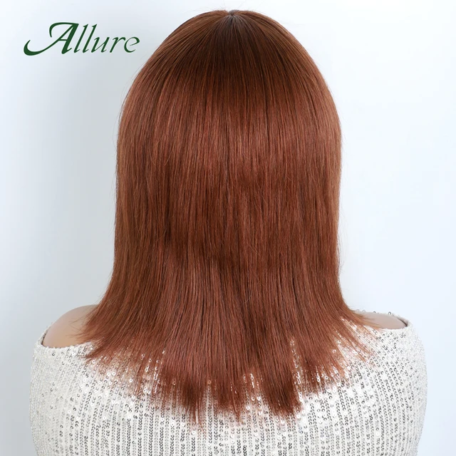 フリンジ付きペルーストレートヒューマンヘアウィッグ,女性用,14