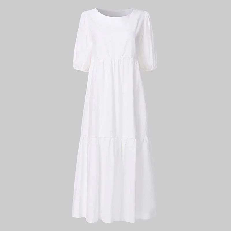 

2021 Women Sundress Casual Vintage Bohemian Beach Vestidos Plus Size Oversized Mid-Calf Dress Sexy Lantern Sleeve Summer Dresses