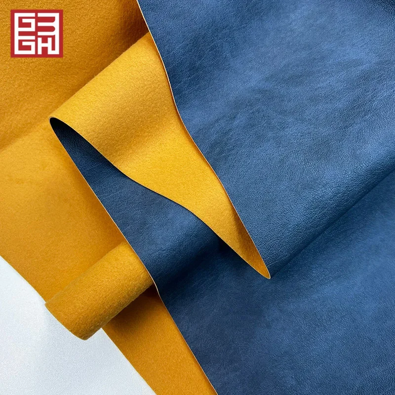 Retro Sheep Leather Aged Color Block Napa Pattern Half PU Soft Bag Leather Goods Sofa Soft Pack Decoration Artificial