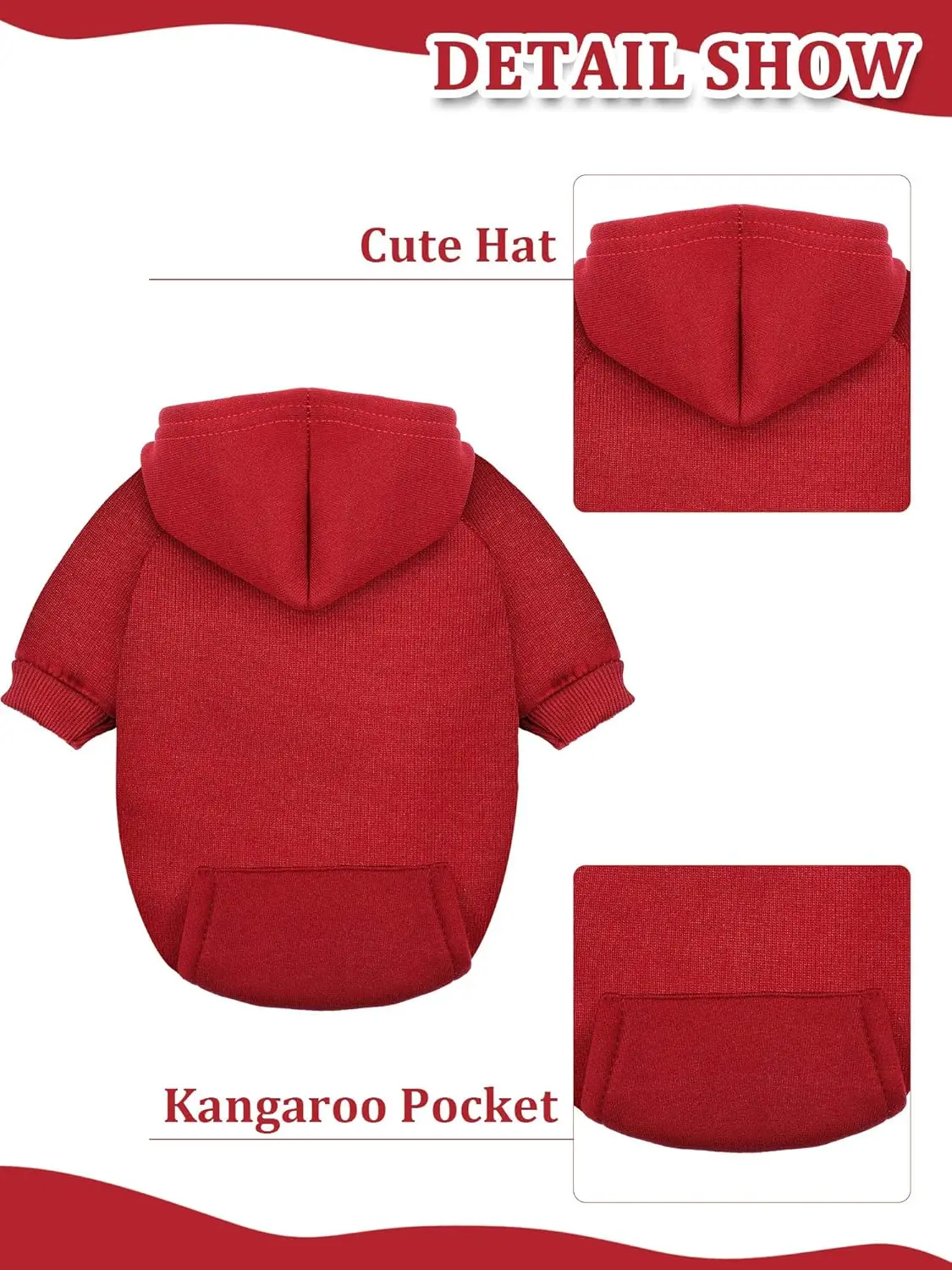 Pet Clothes Dog Hoodies Solid Color Sweatshirt Pocket Pullover Coat Spring Autumn for Small Dogs Puppy Cat