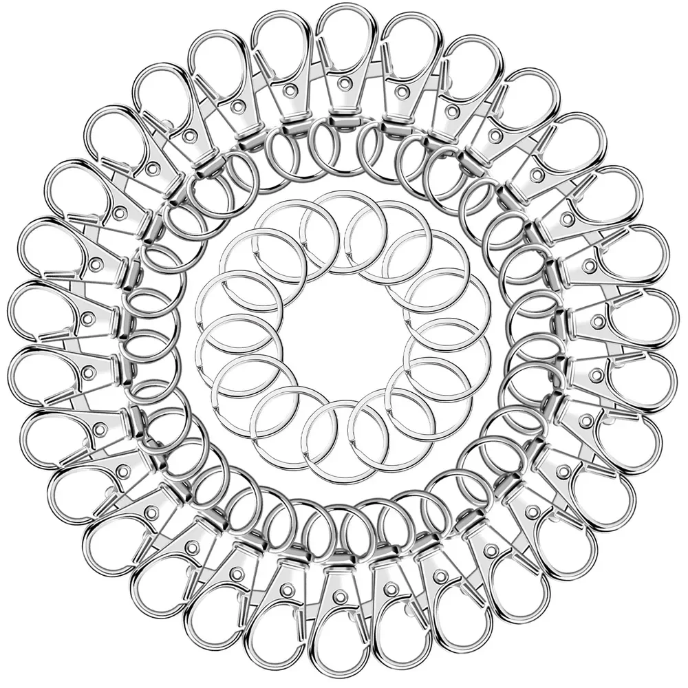 100PCS Swivel Clasps Lanyard Snap Hooks with Key Rings Key Chain Clip Hooks Lobster Claw Clasps for Keychains Jewelry DIY Crafts