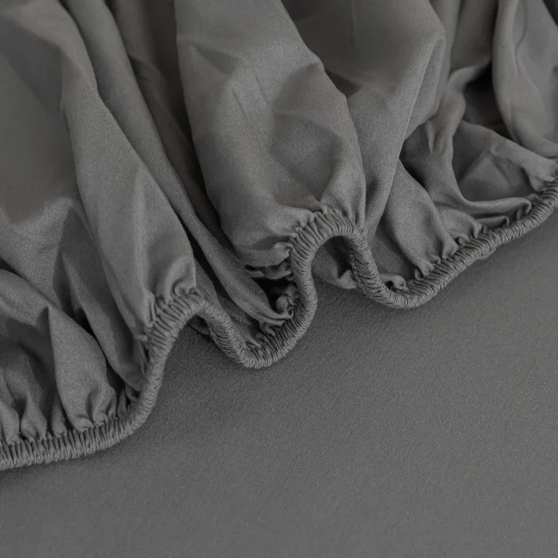 Fitted Bed Sheet with Elastic Band Solid Color Anti-slip Adjustable Mattress Cover for Single Double Queen King Bed 5