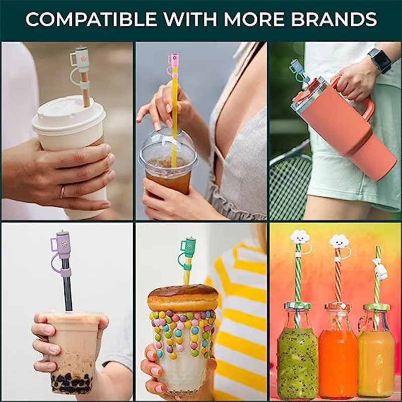 1 Pcs Cute Straw Cover Reusable Dustproof Drinking Straw Cap Plug