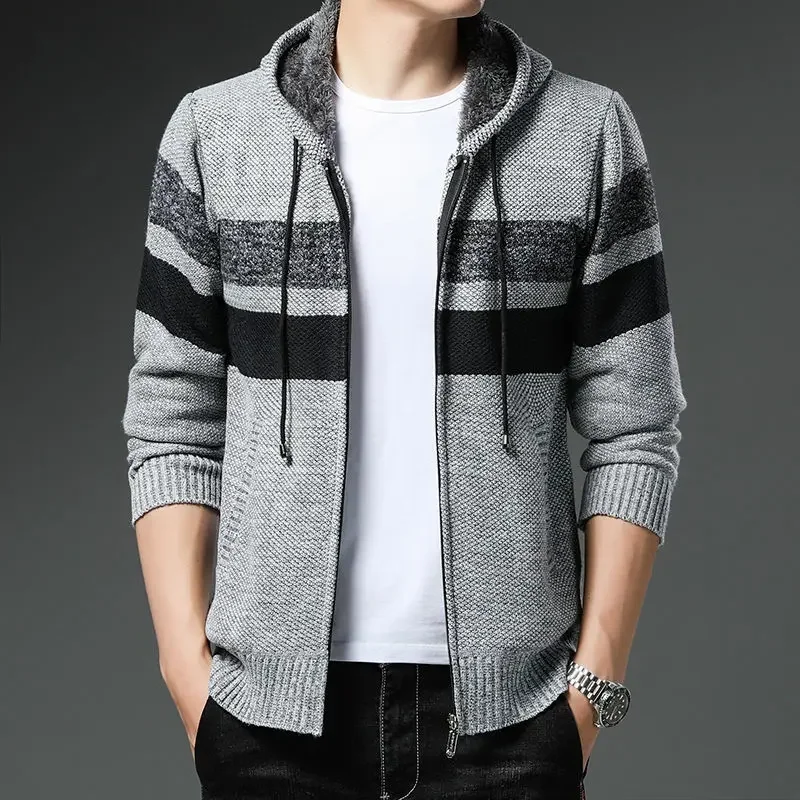 thumbnail image 1 of Cárdigan de punto con bolsillos para hombre, abrigos de manga larga, ropa popular coreana, suéter para hombre, corte holgado, ropa de calle original informal, 1 of 5