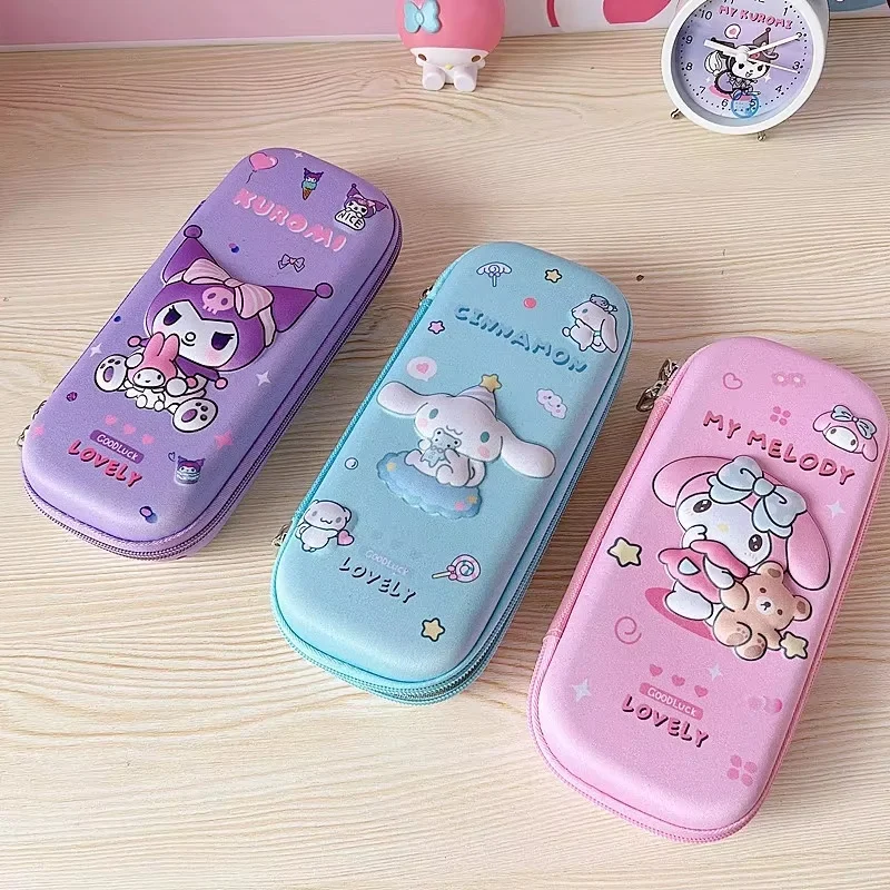 Sanrio Series Student Pencil Box Large Capacity Creative Cartoon Colored 3d Pencil Case Storage Stationery Student Supplies Gift