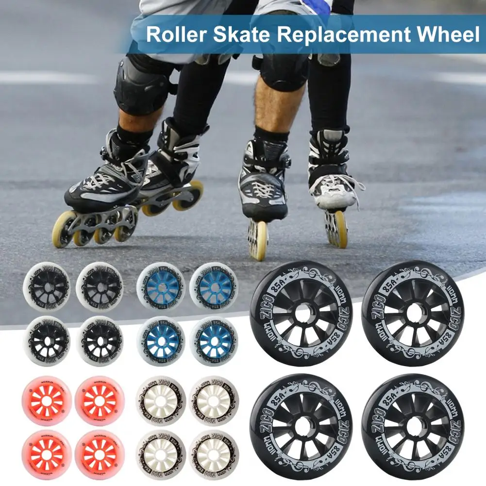 Inline Skate Wheels 90/100/110mm Skate Replacement Wheels with Bearings Indoor Outdoor Roller 4 Pack