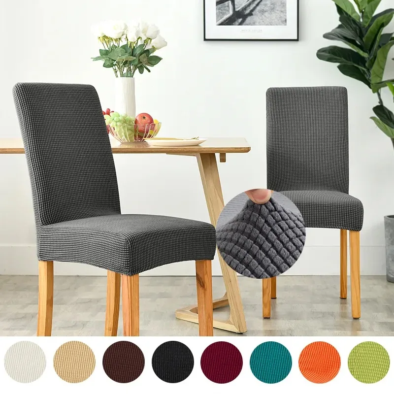 

Jacquard Corn Kernel Fabric Chair Cover Stretch Long Back Chair Covers Seat Covers With Back For Wedding Dining Room Chairs