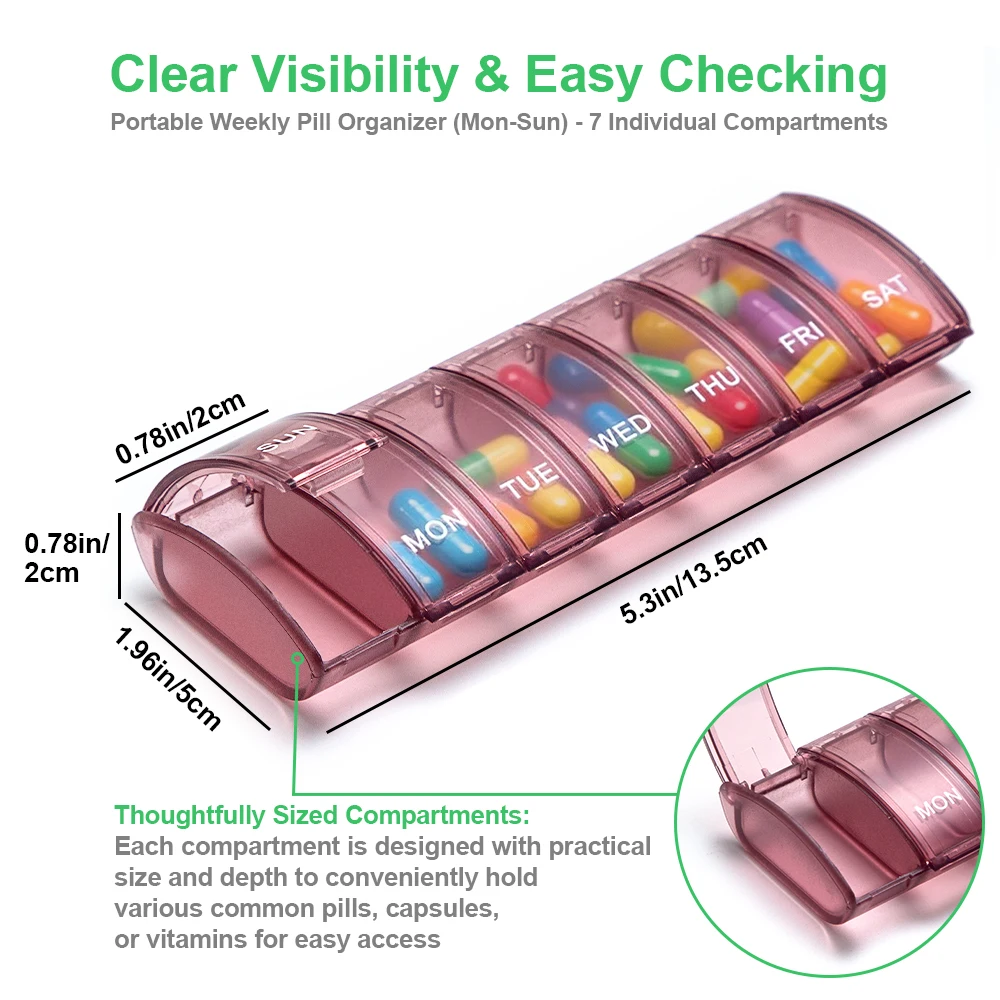 Deluxe Weekly Pill Organizer with X-Large Compartments