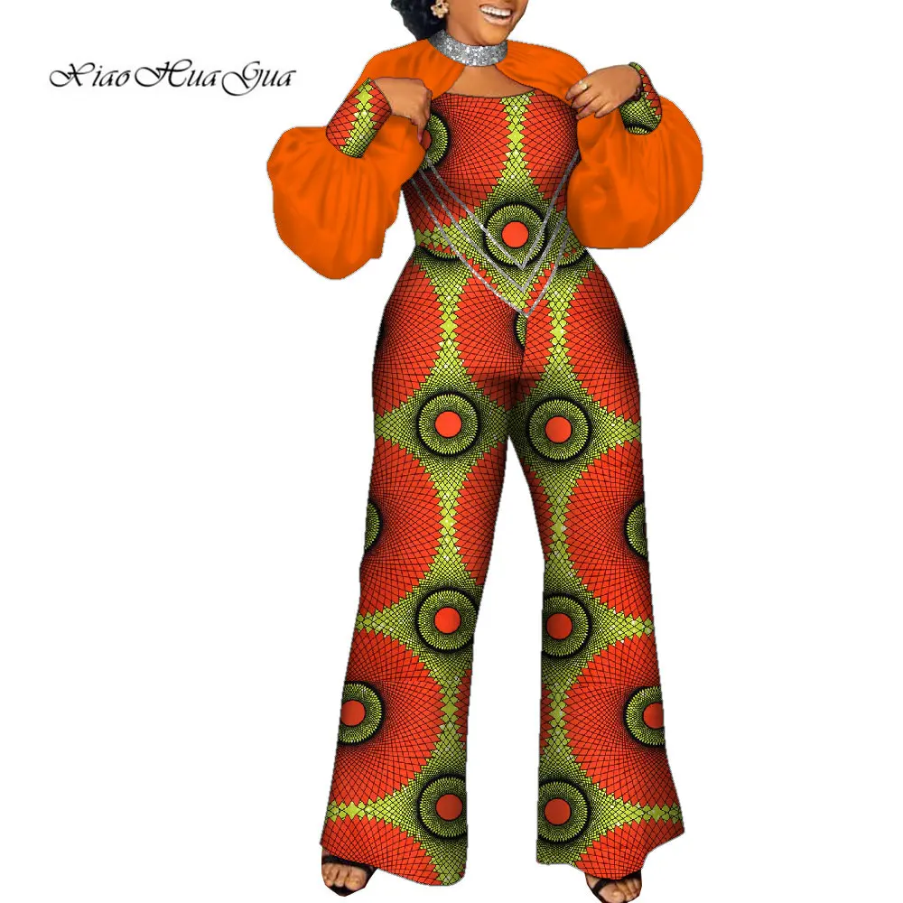 africa dress African Dashiki Jumpsuit Pants for Women Party Wedding Rompers Jumpsuit Long Sleeve Wide Leg Trouser Africa Women Clothes Wy9893 african dress style Africa Clothing