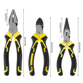 3set High Carbon Steel Pliers ,Cable Wire Cutting Pliers with Soft Grip Handle 6